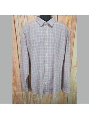 Untuckit Mens Button-Up Shirt 3XL Nylon Blend Red Check